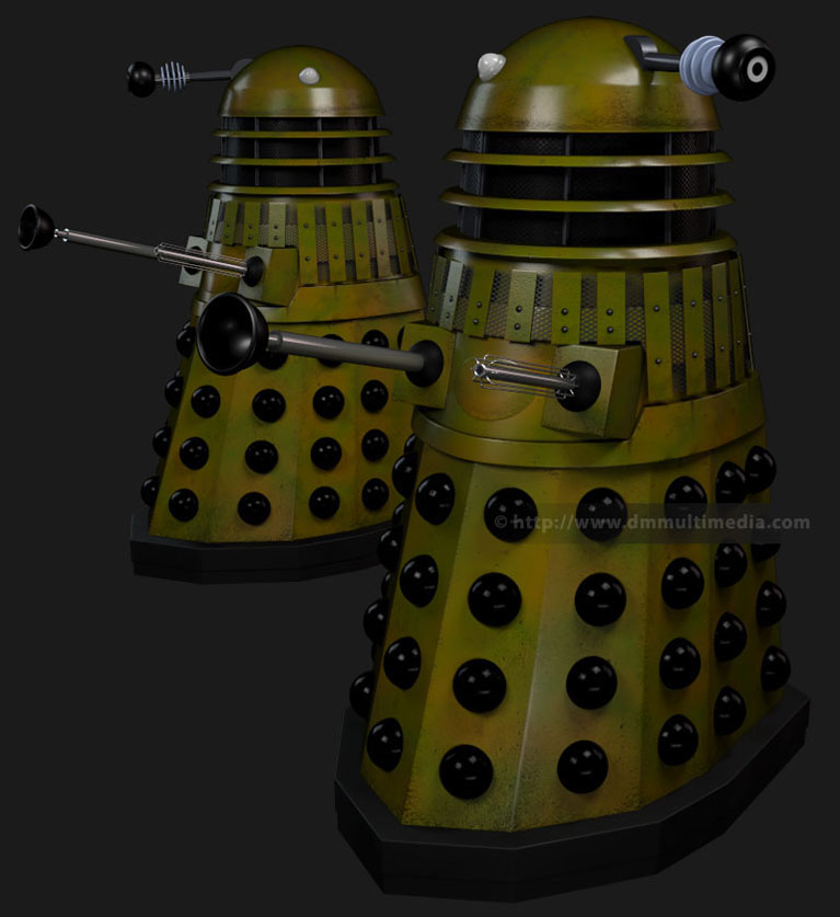 Genesis Daleks in camouflage colour scheme