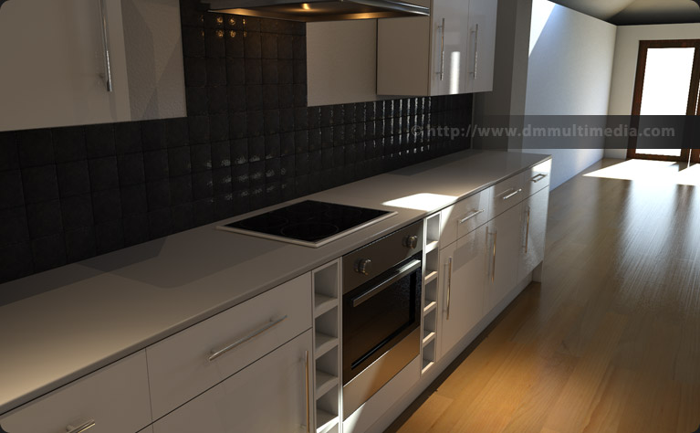 Interior view of the Edwardian House proposed extension exploring kitchen design and lighting