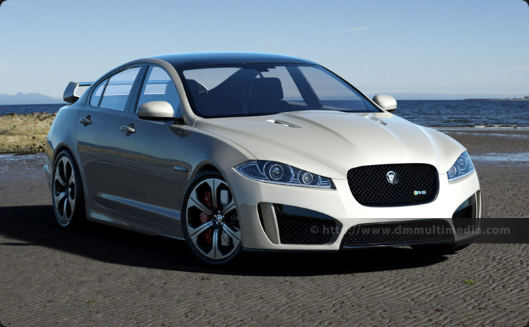 Jaguar XFR-S in Ivory White, on the Beach