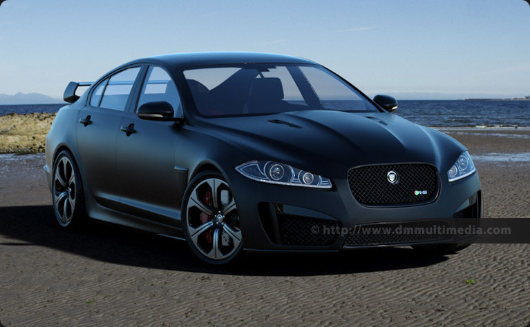 Jaguar XFR-S in Matt Black Wrap, on the Beach