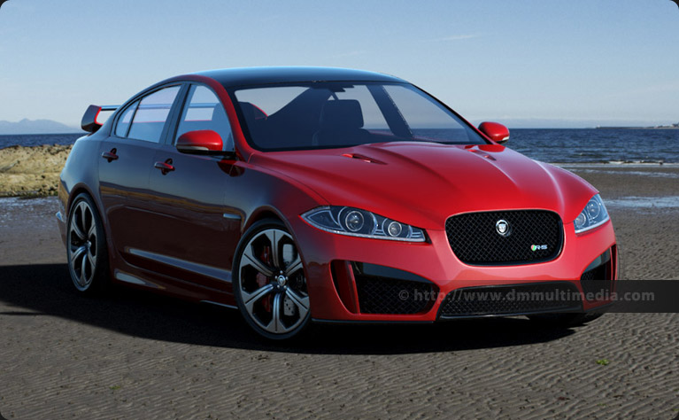 Jaguar XFR-S in Red, on the Beach