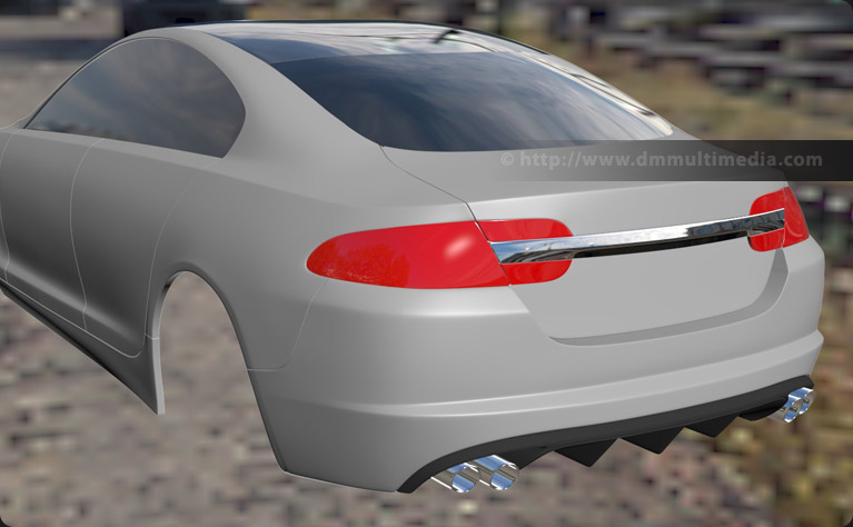 Creating the rear bumper, lights, exhausts and diffuser on the Jaguar