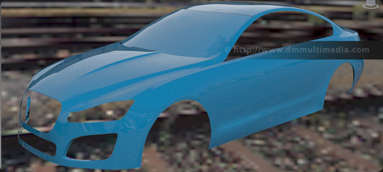 Continuing the build up of polygons to create the body of the Jaguar XFR-S