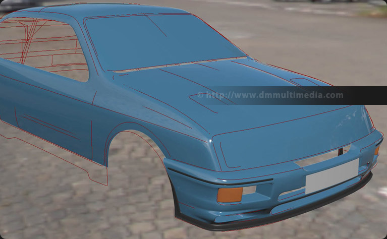 Ford Sierra Cosworth RS500 - Modelling the front grill and bonnet