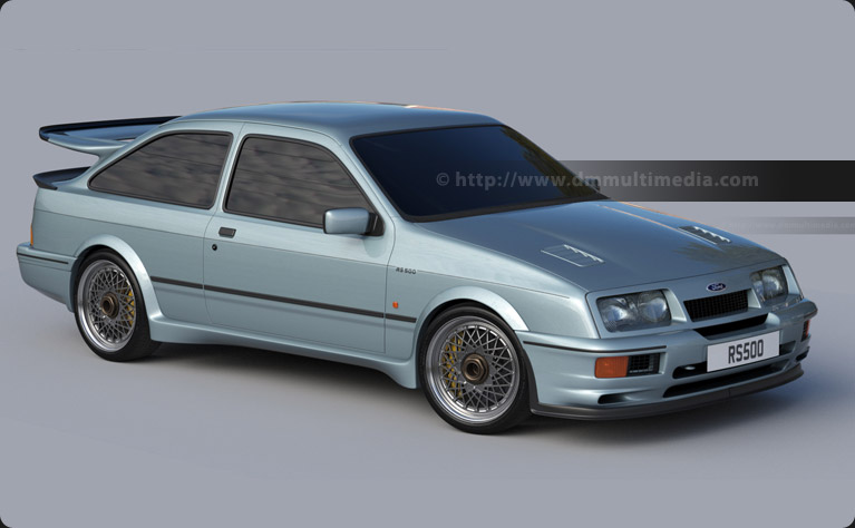 Ford Sierra Cosworth RS500 - creating racing BBS whels and refining the modelling in Moonstone Blue paint