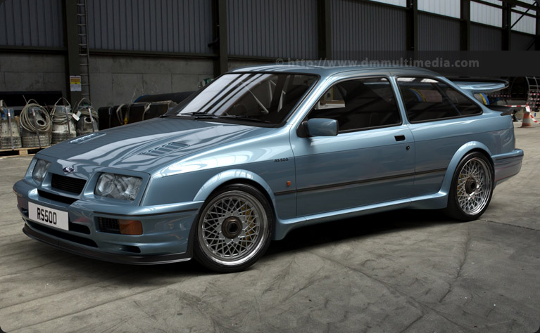 The Ford Sierra Cosworth RS500 in Moonstone Blue in road-going trim