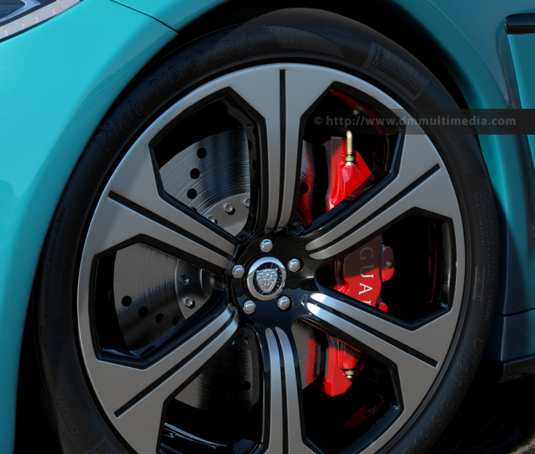Using the above Tyre Sidewall Bump Bitmap gives this render using Mental Ray.
