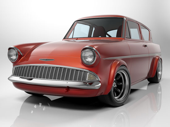 Studio shot of Ford Anglia