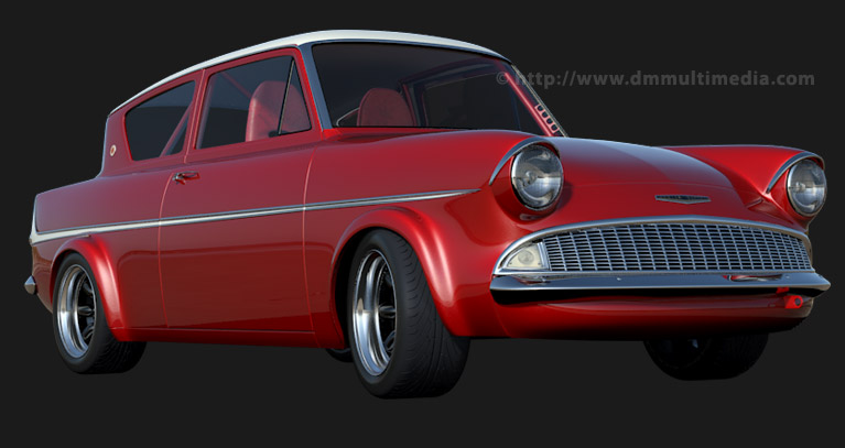 Red Ford Anglia 105E