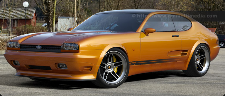 Ford Capri MK IV in Sunset Gold with standard wheels and S stripes