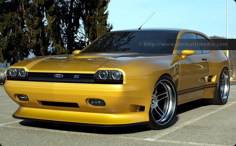 Ford Capri MK IV in Yellow with lower stripes