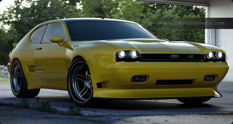 Ford Capri MK IV in Yellow, X-Pack arches and Xenons