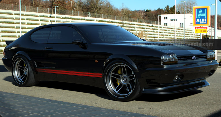 Ford Capri MK IV in Gloss Black with red stripes