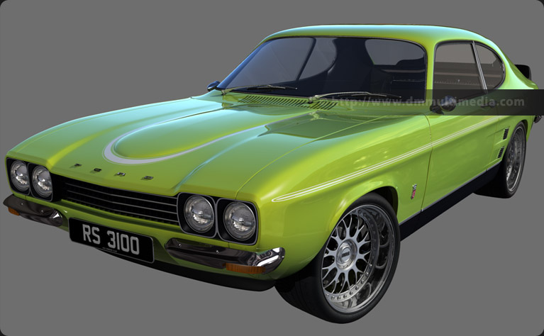 Capri MK1 RS in Lime Green, with white stripes