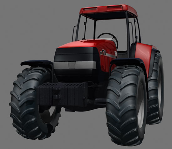 Low front view of the Case MX120 Maxxum Tractor