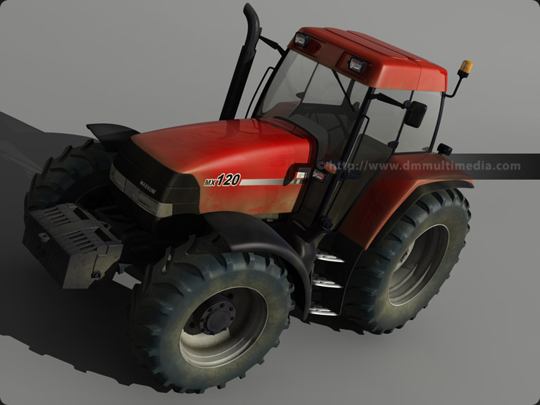 Case MX120 Maxxum Tractor 3D model high view