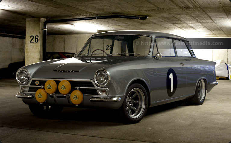 Silver Lotus Cortina sitting on Minilites