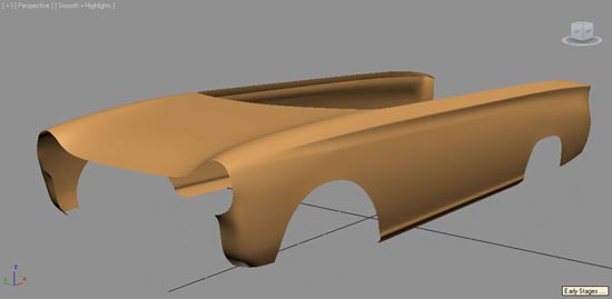 Initial stage in creating the bodyshell