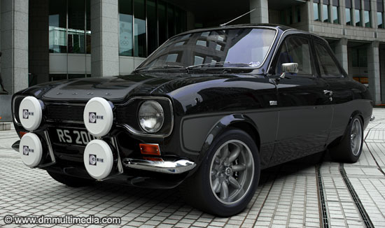 Escort MK1 RS2000 in gloss black with contrasting silver RS stripes