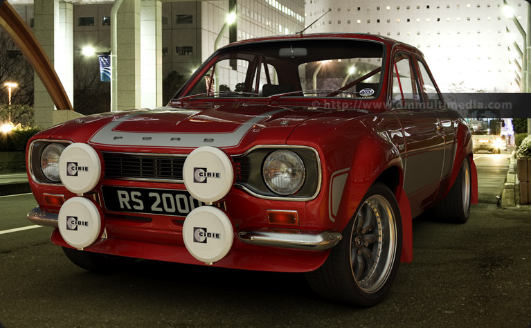 Escort MK1 Big WIng in Red with Dark Grey Stripe in the streets of Tokyo