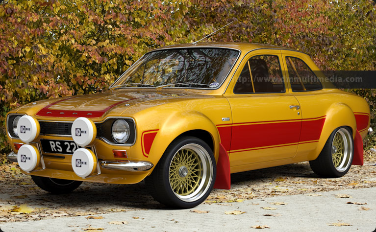 Escort MK1 Big Wing in Yellow with Dark Red Stripes