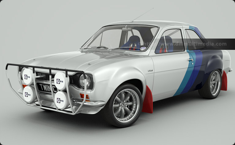 Escort MK1 Bigwing in White, with classic Ford Rally Blue stripes