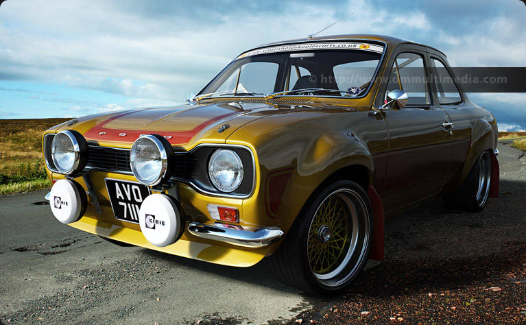Escort MK1 RS2000 Bigwing in Yellow with orange stripes up on the moors