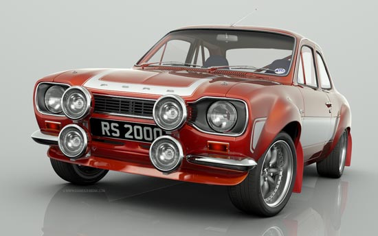 Big Winged Escort MK1 RS2000 in Metallic Cherry Red with White Stripes 