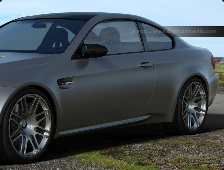 Arch & Design : Base layer Matte finish (like BMW Frozen Silver) in an environment, rear view