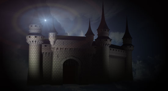 Fantasy castle in the dark