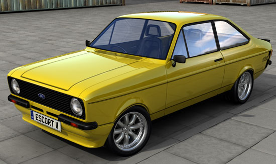 Alternate view of the Signal Yellow Escort Mk2 Mexico - without spot lights