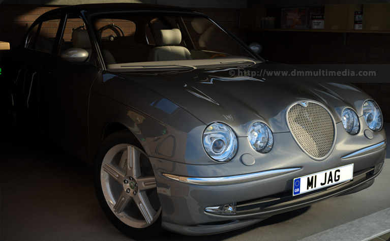 Jaguar S-Type - 3D model in a garage