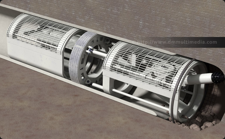 Scientific illustration - Tunnel Boring Machine (TBM) in action