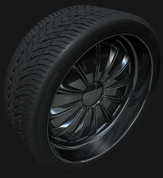 Tyre texture using MR Blend material