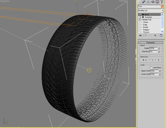 Tyre bent into circular shape