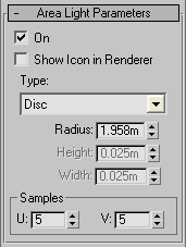 Shadow Parameters for mr Area Spot