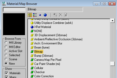 Select a bitmap shader for the fifth slot