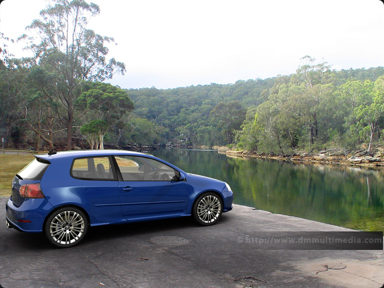 VW Golf R32 in the park
