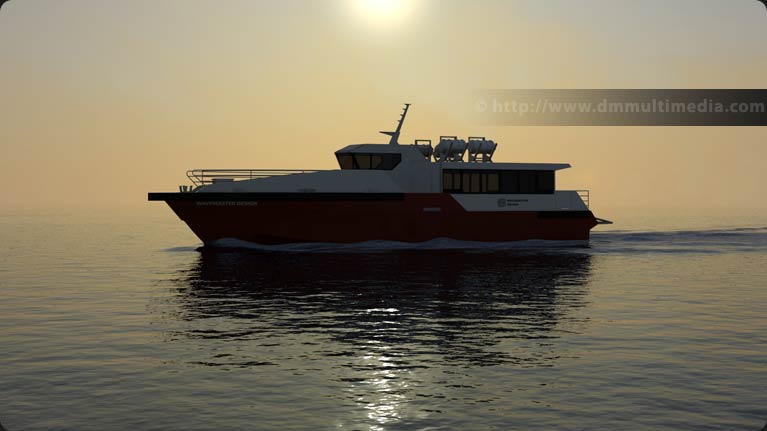 Wavemaster Design Fast Ferry in late evening